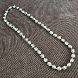 Claire's Silver Tone Hammered Beaded Necklace