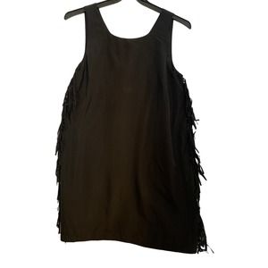 Kensie Black Fringe Sleeveless Knee Length Women's Size Large Western Dress