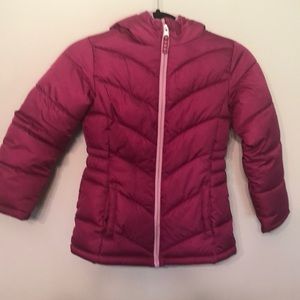 Girls Max Puffer Jacket in Dark Pink EUC