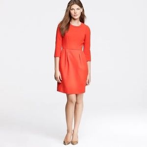 J.Crew Bright Red Wool Blend Crepe 3/4 Sleeve A-Line Dress Size 0