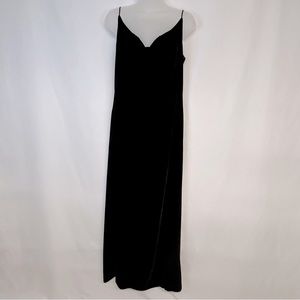 Womens Velvet Formal Maxi Dress Sz 6 Long Sleeveless Silk Blend Black Sexy NWT