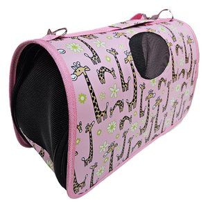 Pet Carrier, Pink with Giraffes Print