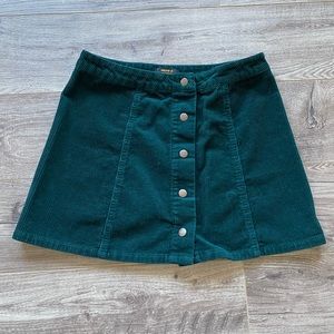 3/$30 Forever 21 corduroy dark green button mini skirt size 29 medium - large