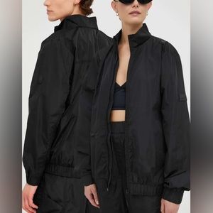 Rains Black Small Track Jacket Unisex Oversized Zip Front Pockets