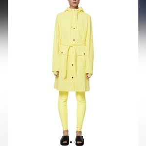 Rains NWT Curve W Jacket Straw Yellow Belted Rain Coat Waterproof Trench XS & M