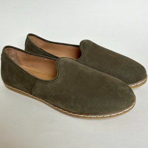 Charix Green Leather Shoes Suede Slip on Leather Flats Ballet 39 8.5 Cushioned