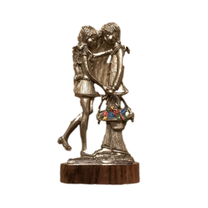 Romantic Boy & Girl Pewter Figurines on Wood​