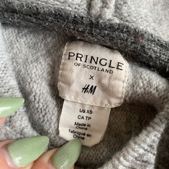 H&M x Pringle of Scotland limited edition collab - grey wool blend knit hoodie - Picture 8 of 9