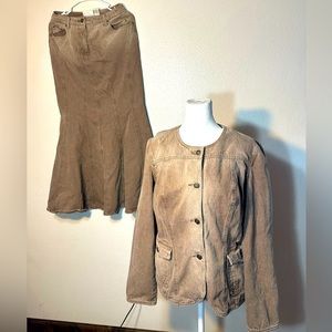 Y2K Jean skirt and jacket brown size medium