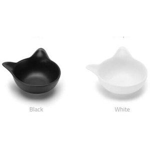 Black and White Elevated Cat Bowls, Raised Kitty Dishes 2 Pc Set Cat Shaped New