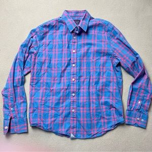 UNTUCKit Shirt Mens Medium Pink Blue Check Jordan Lightweight Cotton Casual