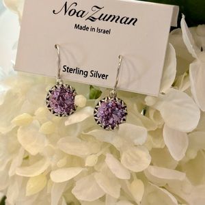 New NOA ZUMAN Sterling silver 925 earrings w beautiful amethyst gemstone