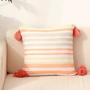 QVC Berkshire Blanket 18x18in Sriped Throw Pillow Orange and Yellow Tones NIB!