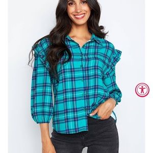 Size Large - NWOT - Brand: Sugarlips - beautiful blue & green plaid