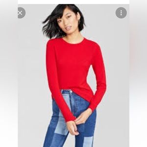 Lord &Taylor Crewneck 100%Cashmere Red Sweater