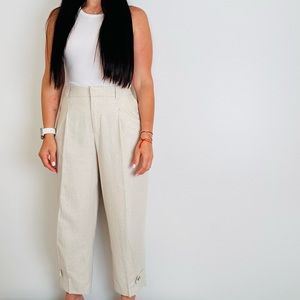 Zara cropped trousers pleated neutral pants