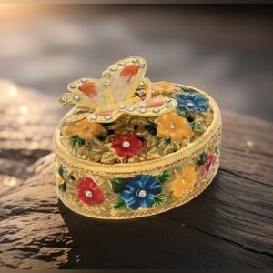 New Butterfly & Flower Rhinestone jewelry box