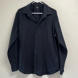 Apt 9 Long Sleeve Button Down Black Cotton Dress Shirt, Size Large, Office