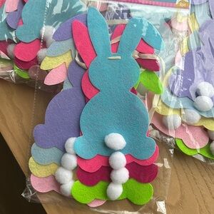 Easter bunny garland felt bunny with Pom Pom tail decoration school classroom