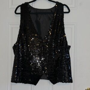 Lane Bryant Black Sequined Vest