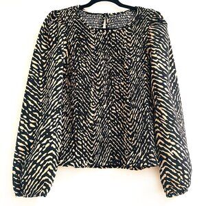 Animal Print Puff Sleeve Top