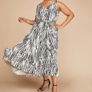 Lane Bryant Zebra Striped Maxi Dress with Ruffle Bottom Size 22