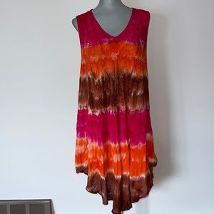 BAWA Canada Tie Dye Asymmetrical Embroidered Dress