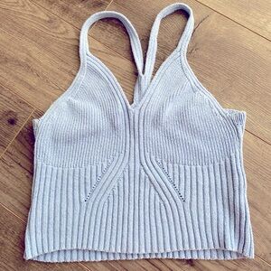 ASOS baby blue thick knit cropped tank top halter top style racer back