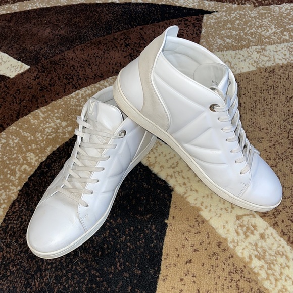 Louis Vuitton Fuselage White Leather Suede High Top Sneakers - Picture 1 of 17