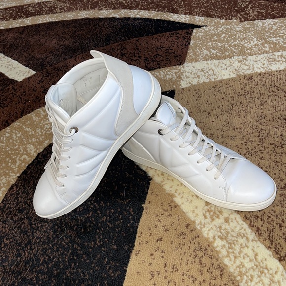 Louis Vuitton Fuselage White Leather Suede High Top Sneakers - Picture 3 of 17