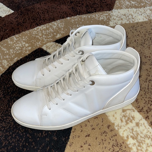 Louis Vuitton Fuselage White Leather Suede High Top Sneakers - Picture 5 of 17