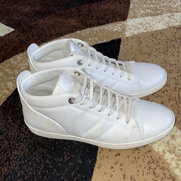 Louis Vuitton Fuselage White Leather Suede High Top Sneakers - Picture 6 of 17