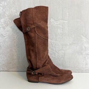 Nine West Vintage America Collection Suede Leather Knee High Brown Boots Size 10