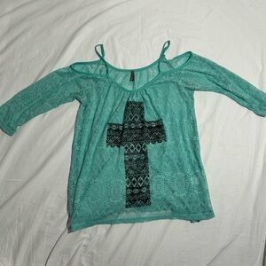 Vanity Turquoise With Black Cross Top Size L
