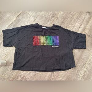 Calvin Klein Performance rainbow logo black oversized cropped tee shirt