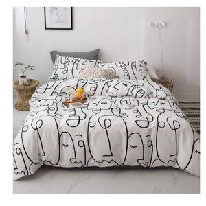 Luxury Duvet Cover Set with Zipper Closure and Corner Ties Abstract Face