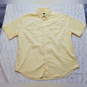 Arnold Palmer Men's Button Front Shirt  Short Sleeves Yellow Vintage Y2K Size XL