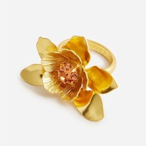 JCREW Oversized Flower Ring  NWT Size 7 Gold Finish