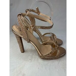 Women's Rhinestone 8.5 EUC Ankle Strap Heels Prom Wedding Formal