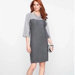 Talbots sweater dress gray color block wool mix S