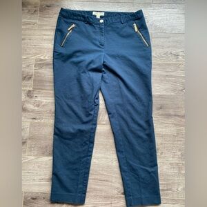 Michael Kors navy blue trousers pants with gold details 97% cotton