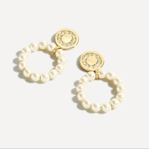 JCREW Pearl Hoop Coin Earrings NWT OS Gold