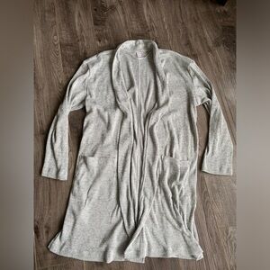 Joe fresh grey ribbed thick material open cardigan w/ pockets