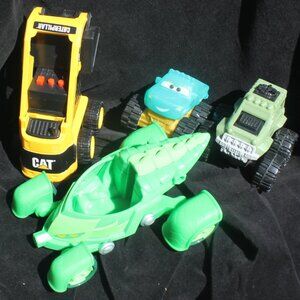 Lot Of 4- Toy Vehicles-PJ Masks Gekko, Caterpillar Loader,Monster Truck, Cars