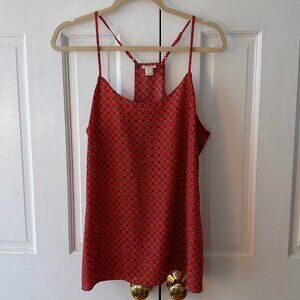 J. Crew Silk Red Patterned Top - Size 10