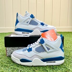 Nike air Jordan 4 white industrial military blue shoes