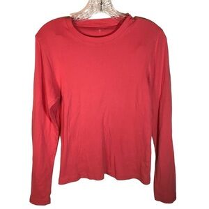 Garnet Hill Womens Tee Shirt Top size Medium Long Sleeve Cotton corral color