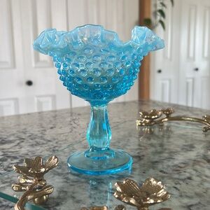 Opalescent Fenton Hobnail Pedestal Compote Dish