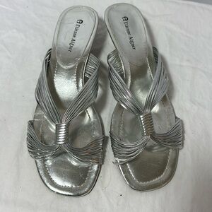 Etienne Aigner Metallic Silver Kitten Heel Sandals, 8M