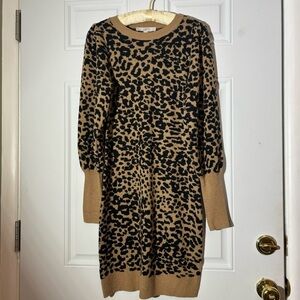 NWT Loft Knit Leopard Print Sweater Dress, Size XS